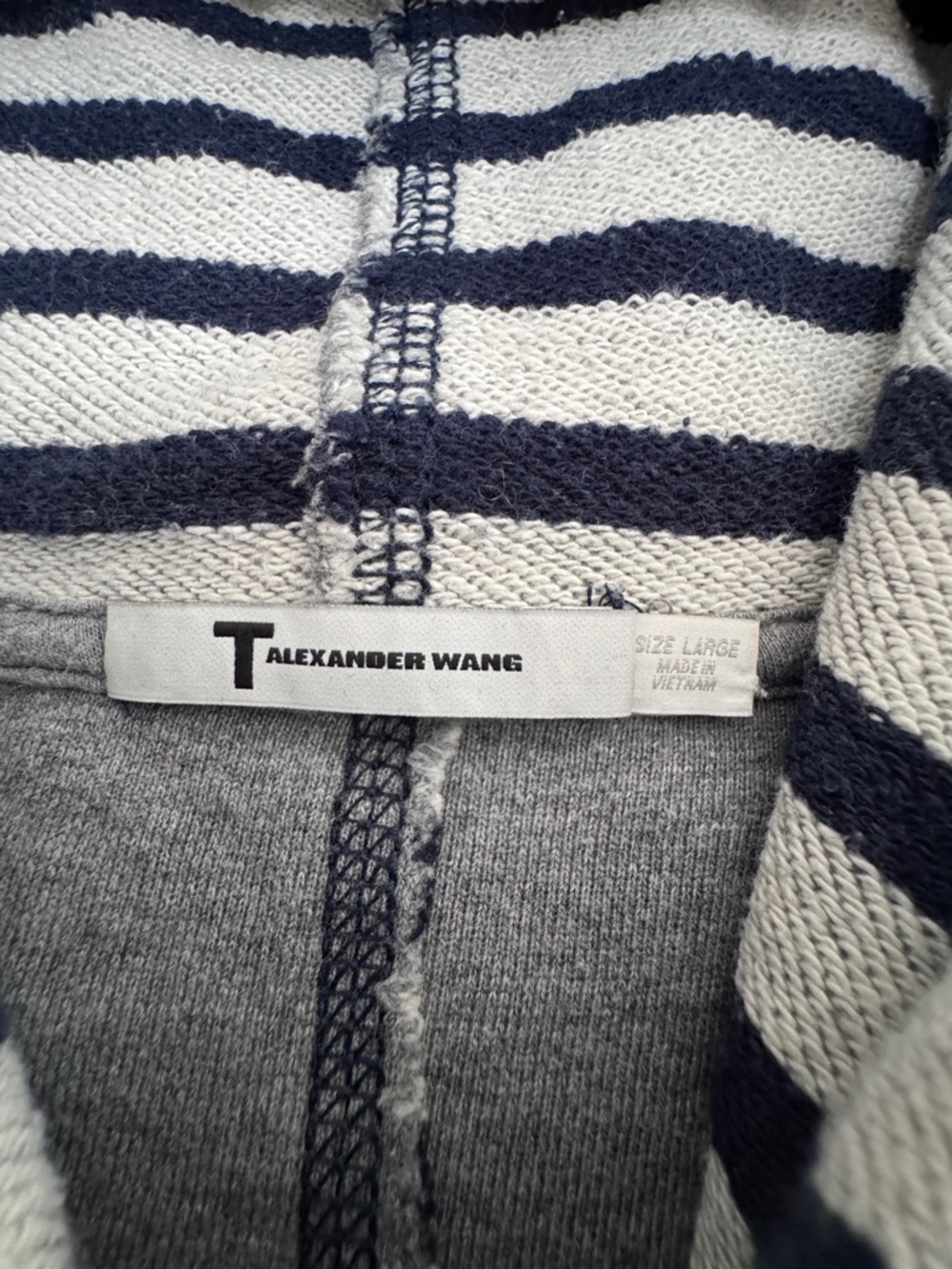 T by Alexander Wang Black White Oversized Hoodie Sweater Stripped L Large - Picture 6 of 10